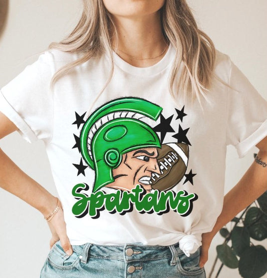 Spartans Mascot (stars - green) - DTF