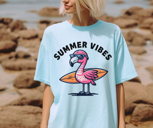 Cheerful Flamingo Summer Vibes - DTF