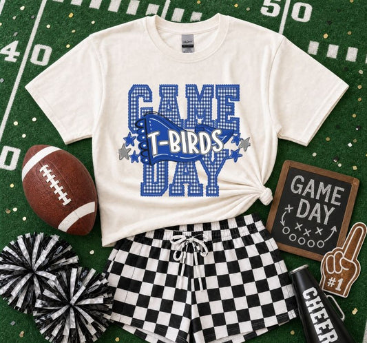 T-Birds - Royal Blue/Grey (Preppy Game Day Pennant Mascot) - DTF