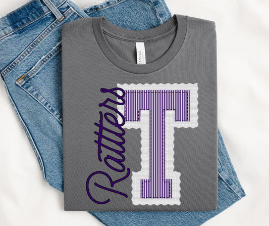 T - Rattlers - Purple/White (Prepster Mascot) - DTF