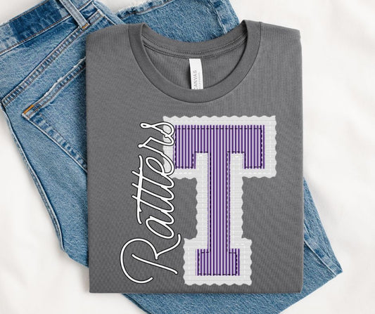 T - Rattlers 2 - Purple/White (Prepster Mascot) - DTF