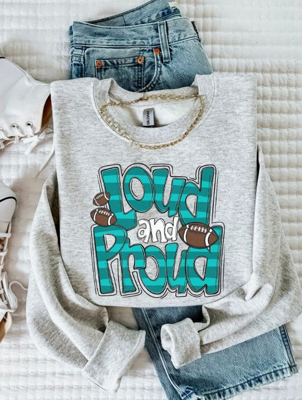 Loud and Proud Football (Teal) - DTF