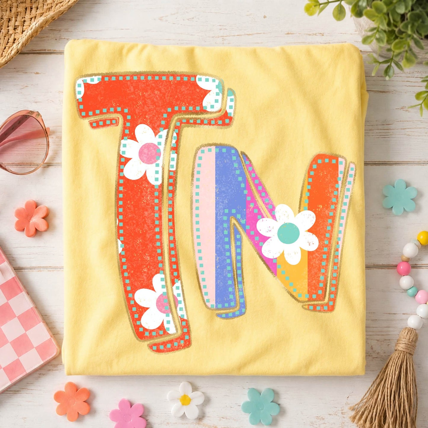 Tennessee (Flower Power Distressed Doodle State) - DTF