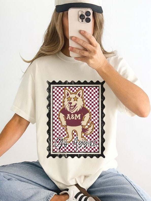 Texas A&M (Vintage Postage Stamp Mascot) - DTF