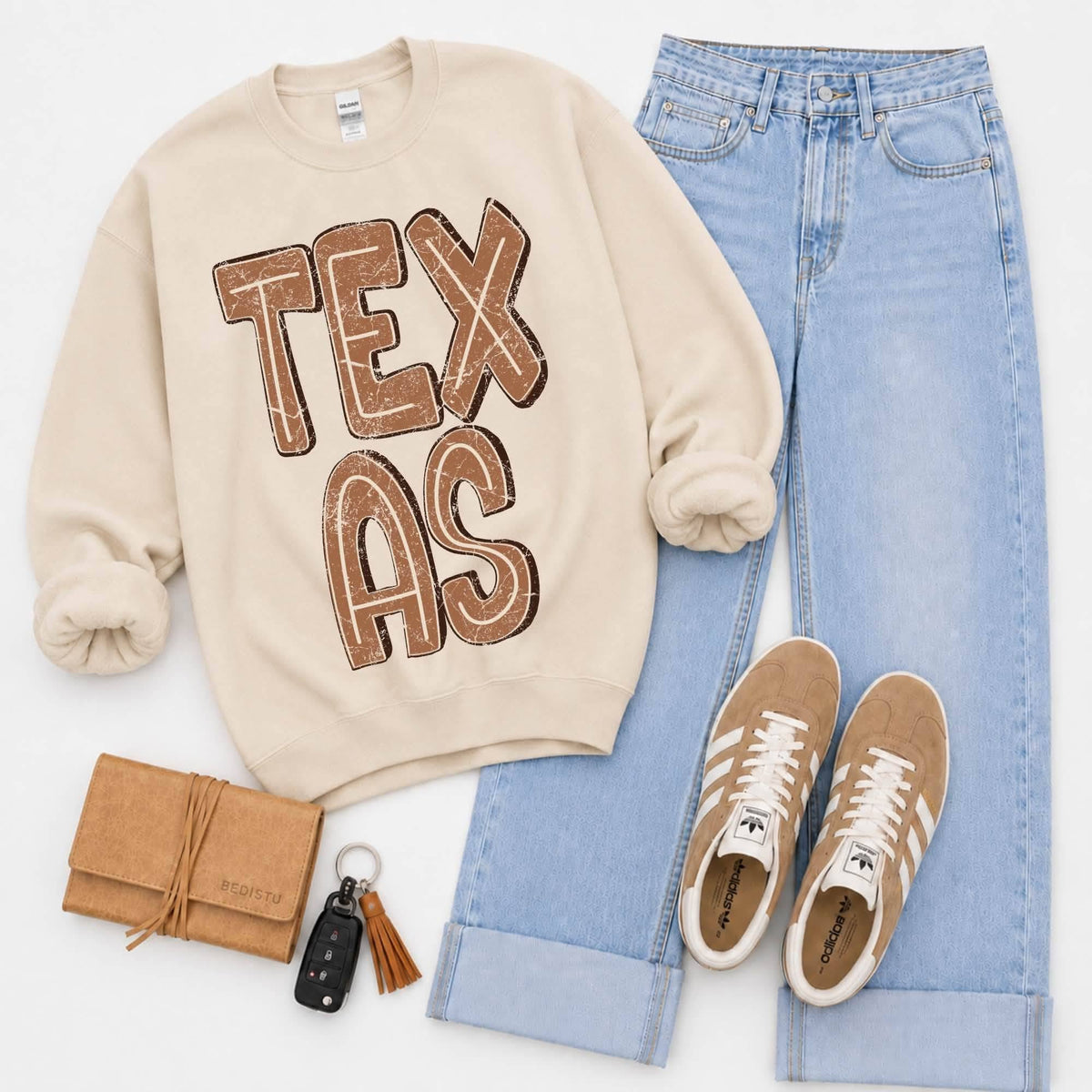 Texas (Brown Distressed Shadow State) - DTF