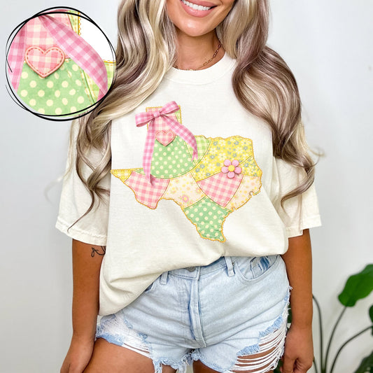 Texas (Spring Quilted Faux Patch State) - DTF