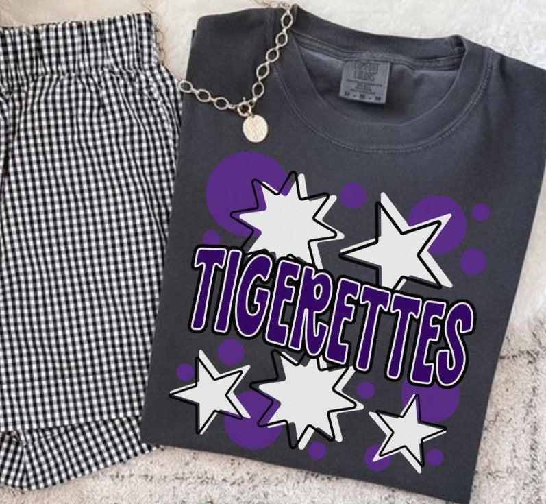 Tigerettes - Purple/White (Bubbles & Stars Mascot) - DTF