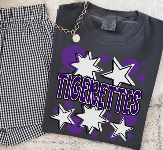 Tigerettes - Purple/White (Bubbles & Stars Mascot) - DTF