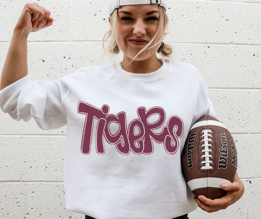 Tigers - Maroon (Funky Doodle Colored Mascot) - DTF