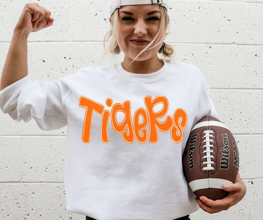 Tigers - Orange (Funky Doodle Colored Mascot) - DTF