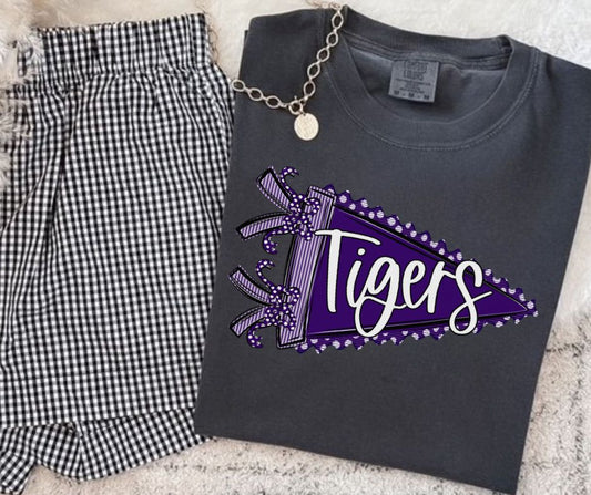Tigers - Purple/White (Prepster Pennant Mascot) - DTF