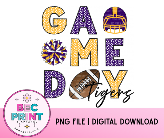 Tigers - Purple/Yellow Gold (Game Day Football Collage) - Design PNG |  Digital Download | PNG file