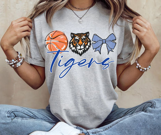 Tigers - Royal Blue Basketball (Coquette School Spirit Mascot) - DTF