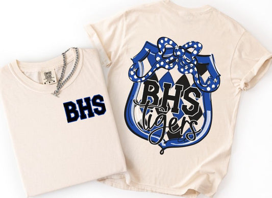 Tigers - BHS/Royal Blue/Bow (School Crest Mascots 2-in-1 front/back) - DTF