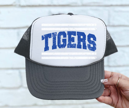 Tigers - Royal Blue/White (Mascot Distressed Lines) - DTF