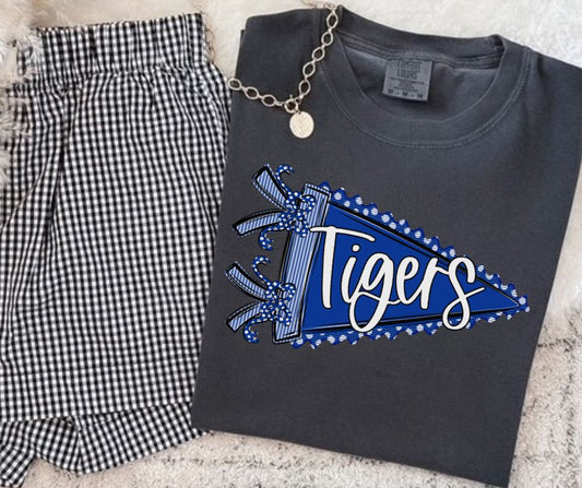 Tigers - Royal Blue/White (Prepster Pennant Mascot) - DTF