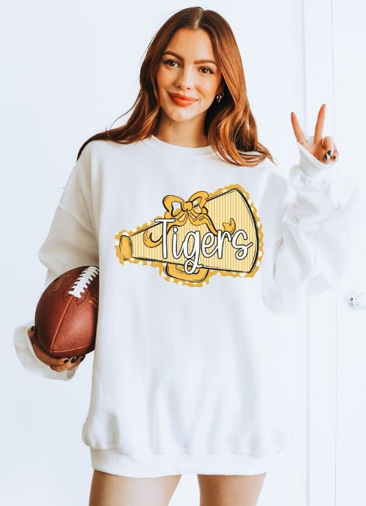 Tigers - Yellow Gold (Prepster Megaphone Bow Mascot) - DTF