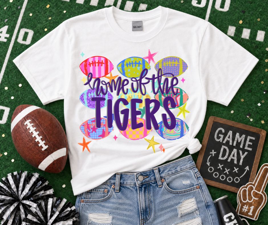 Tigers - Purple/Grey (Football Whimsy Mascot) - DTF
