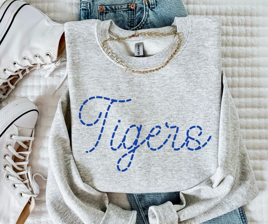 Tigers - Royal Blue (Stitched Mascot) - DTF