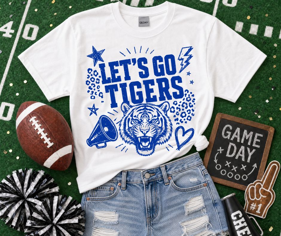 Tigers Royal Blue (Lets Go Doodle Leopard Mascot) - DTF