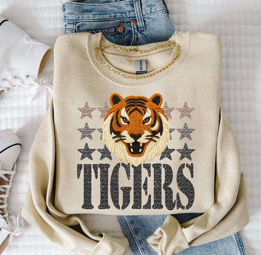 Tigers (Faux Yarn and Stars Mascot) - DTF