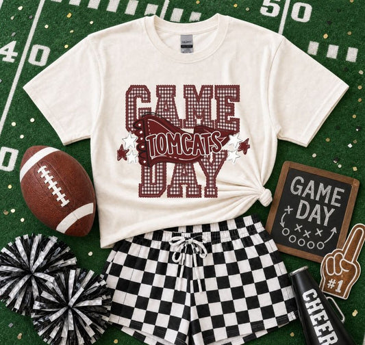Tomcats - Maroon/White (Preppy Game Day Pennant Mascot) - DTF