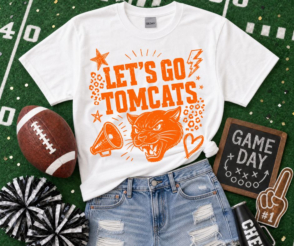 Tomcats Orange (Lets Go Doodle Leopard Mascot) - DTF