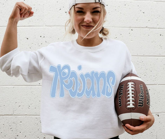 Trojans - Light Blue (Funky Doodle Colored Mascot) - DTF
