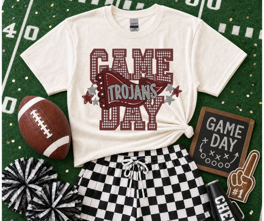 Trojans - Maroon/Grey (Preppy Game Day Pennant Mascot) - DTF
