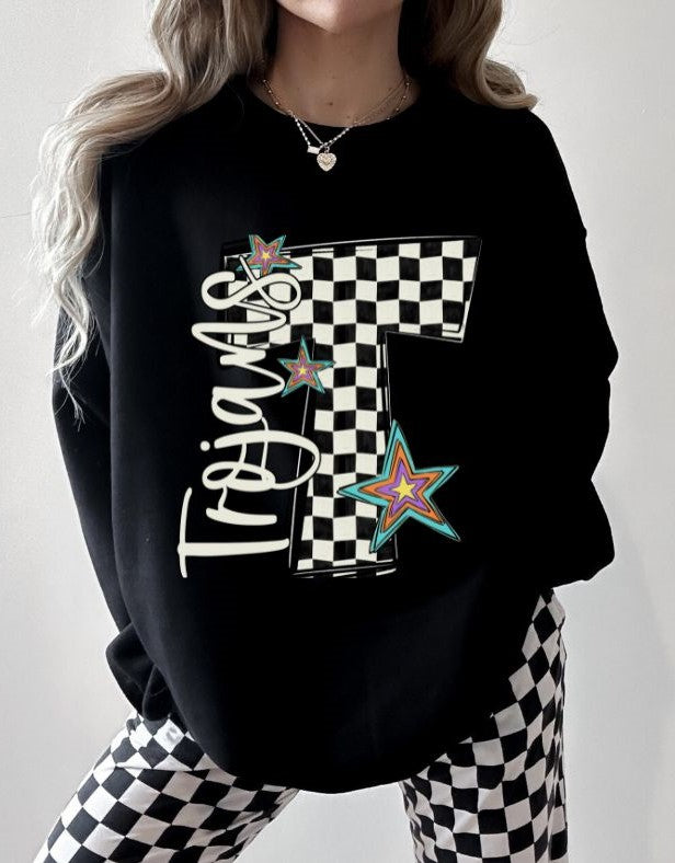 Trojans - Star (Retro Checkerboard Mascot) - DTF