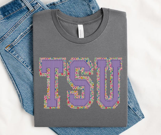 TSU - Floral/Purple (Prepster Mascot) - DTF