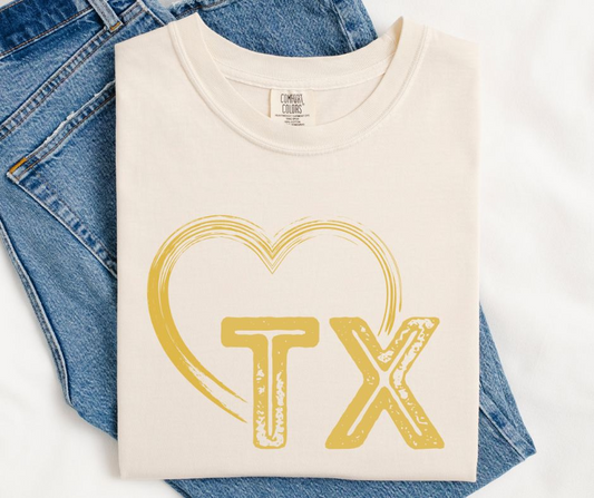TX Heart (Muted Gold) - DTF