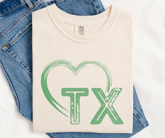 TX Heart (Muted Green) - DTF