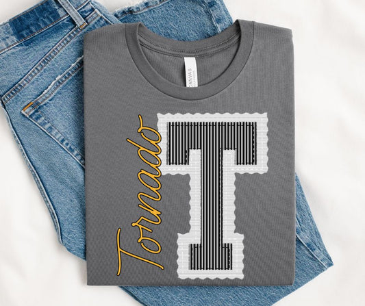 T - Tornado Black/White/Yellow Gold (Prepster Mascot) - DTF