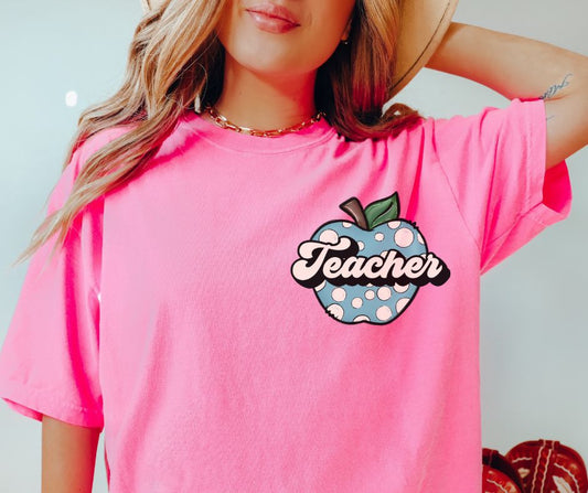 Teacher polka dot apple - DTF