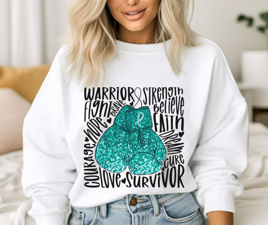 Gloves - Teal Sequin - DTF