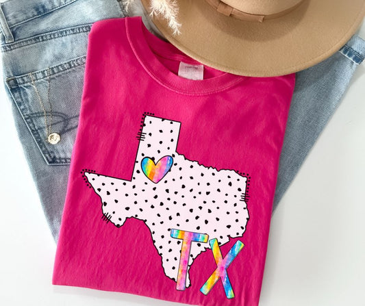 TX (Dotted Watercolor State Abbrev.)   - DTF