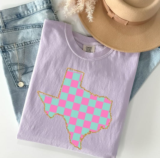 Texas (Pink/Teal checkerboard) - DTF