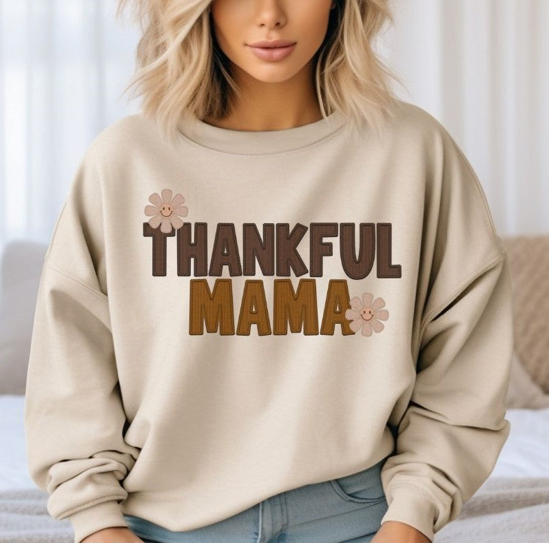 Thankful Mama (embroidered look) - DTF