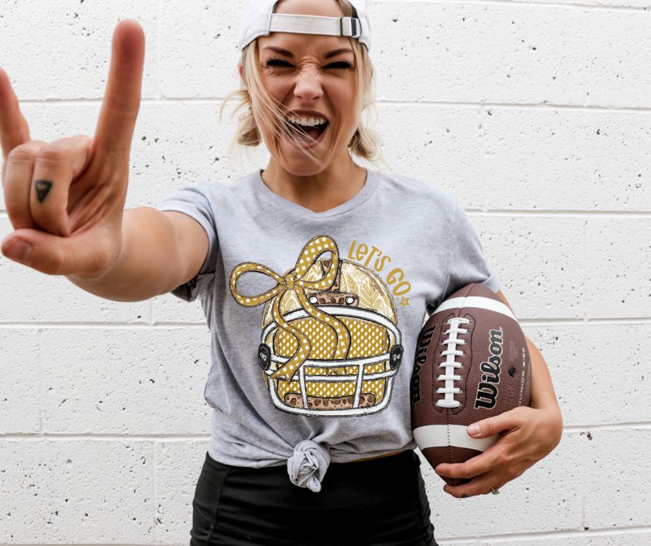 Lets Go Football Helmet (Vegas Gold) - DTF