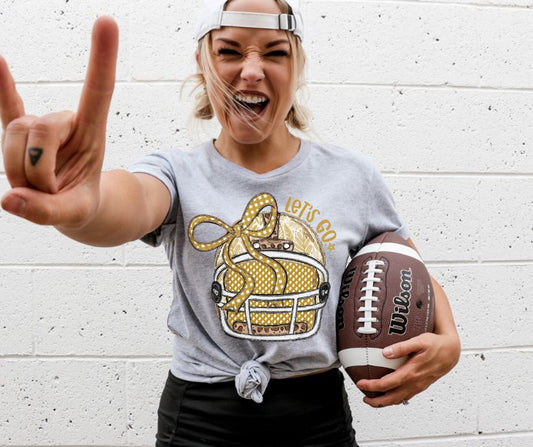 Lets Go Football Helmet (Vegas Gold) - DTF