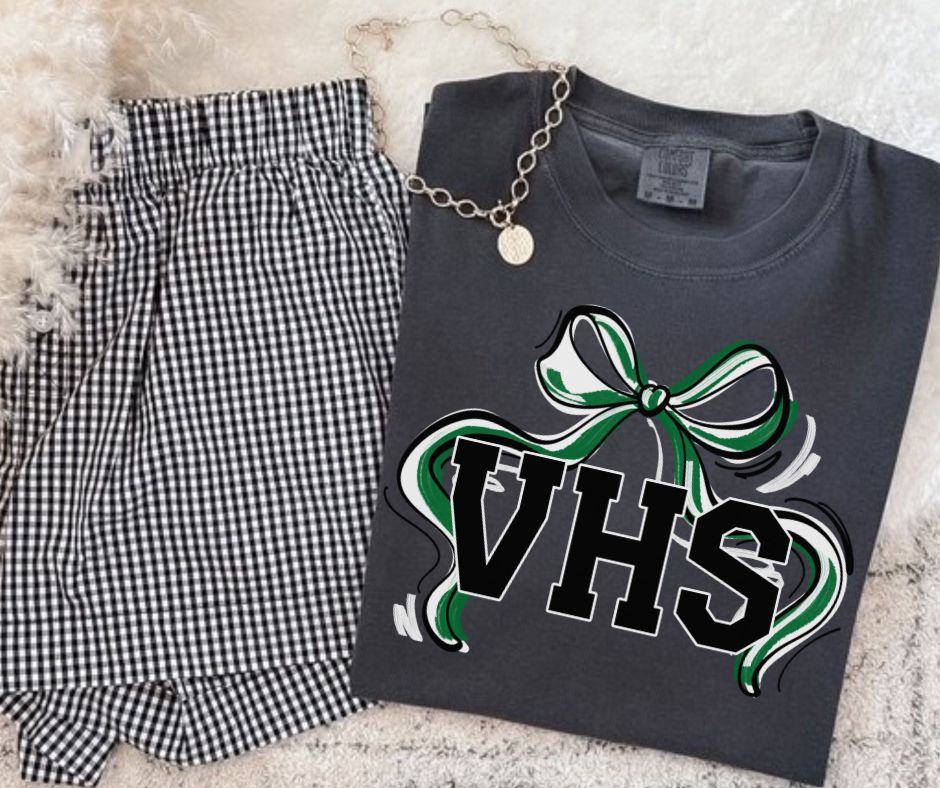 VHS - Kelly Green/White (Ribbon Sports Bow School Spirit) - DTF