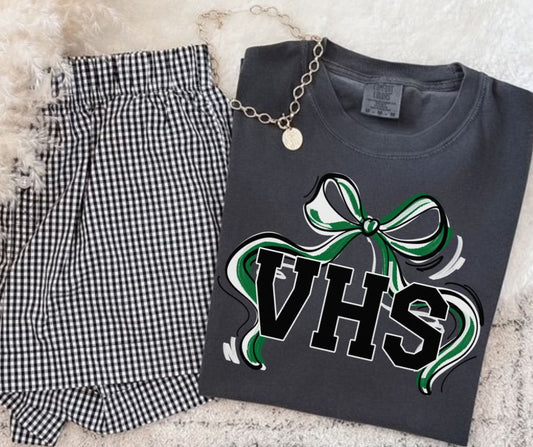 VHS - Kelly Green/White (Ribbon Sports Bow School Spirit) - DTF