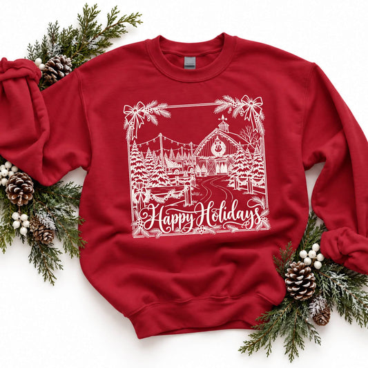 Happy Holidays Tree Farm Silhouette - DTF
