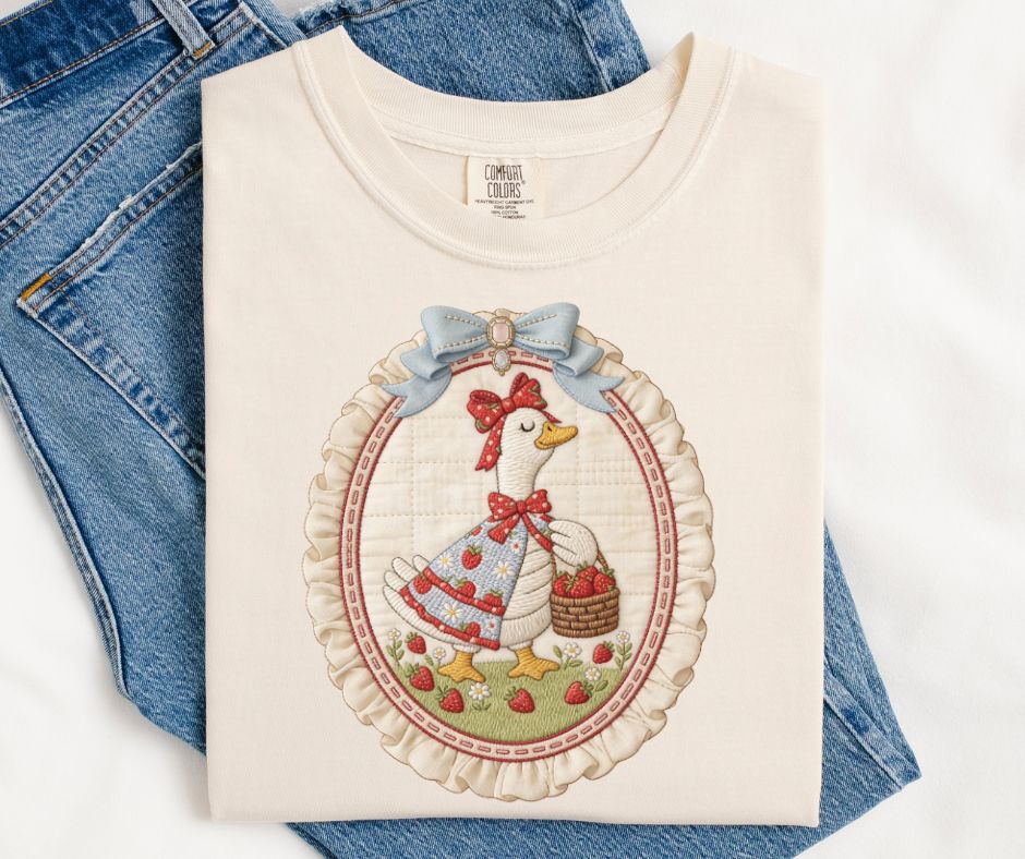 Vintage Strawberry Picking Goose - DTF