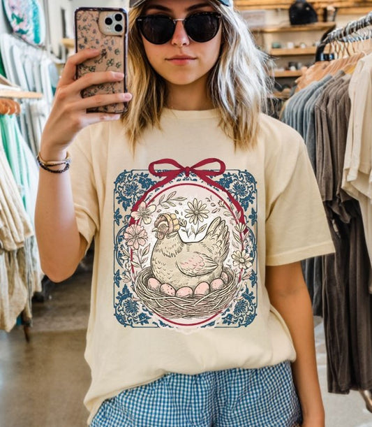 Vintage Hen in Nest - DTF