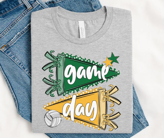 Game Day Sports Pennant  - Volleyball (Prepster Kelly Green/Yellow Gold) - DTF