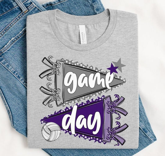 Game Day Sports Pennant  - Volleyball (Prepster Purple/Gray) - DTF