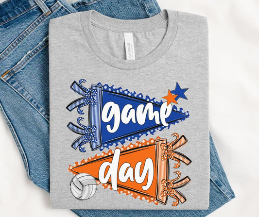 Game Day Sports Pennant  - Volleyball (Prepster Royal Blue/Orange) - DTF
