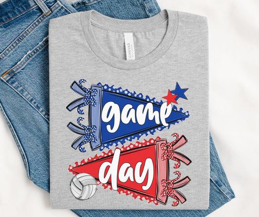 Game Day Sports Pennant  - Volleyball (Prepster Royal Blue/Red) - DTF